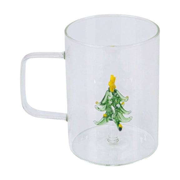 Tizuqe Elegant Christmas Tree Glass Durable Glass Christmas Tree Themed Mugs for Daily Use and Christmas Celebration