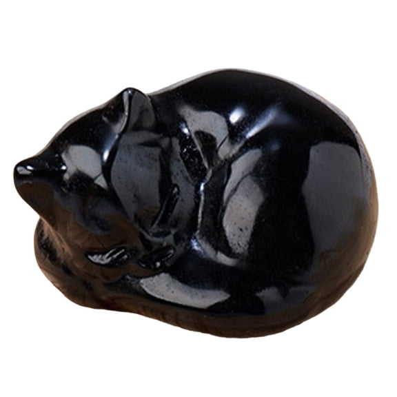 Tizuqe Crystals Sleep Cats Carving Home Offices Decors Stone Art Lucky Cats Statue