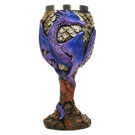 Tizuqe Elegant High Footed Wine Cup with 3D Dragon Relief Wine Glass Unique Drinkware