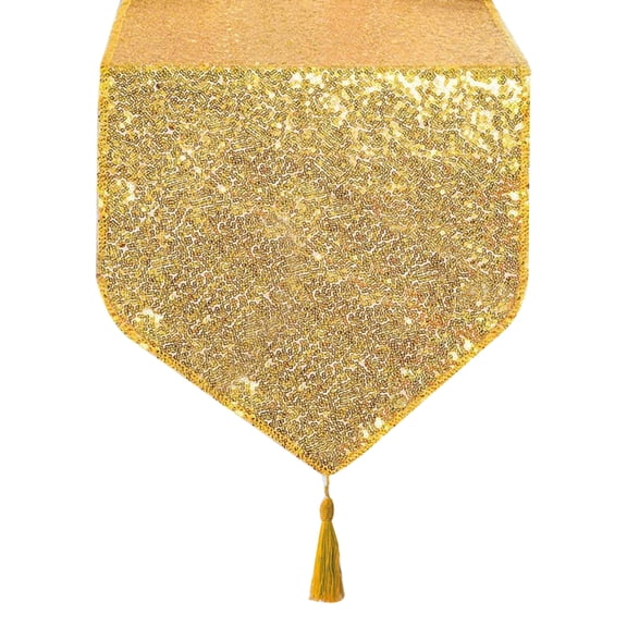 Tizuqe Elegant Tassel Sequin Table Runner Glitter Table Runner Rectangle Tables Cover for Wedding Bridal Party Decorations