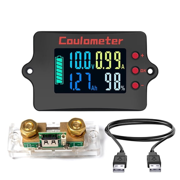 Tizuqe 1 Set Battery Coulombmeter Voltage Meter with Splitter For Electric Vehicles
