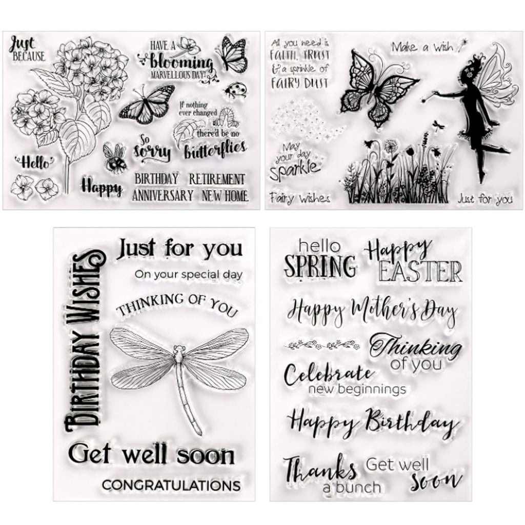 Tizuqe Fairy Clear Stamps Elegant Flower Fairy Dragonfly for Butterfly ...