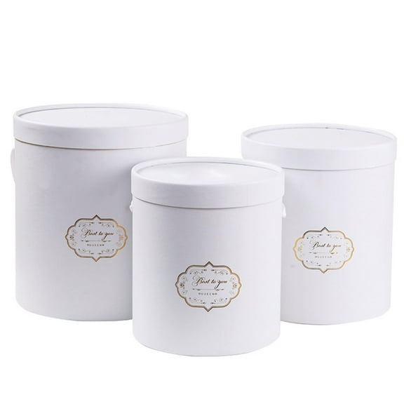 Tizuqe Flower Box 3pcs/set Handheld Flowers Bouquet Packaging Cases with Lid for Florist Gifts Present Storage Boxes Hug Bucket