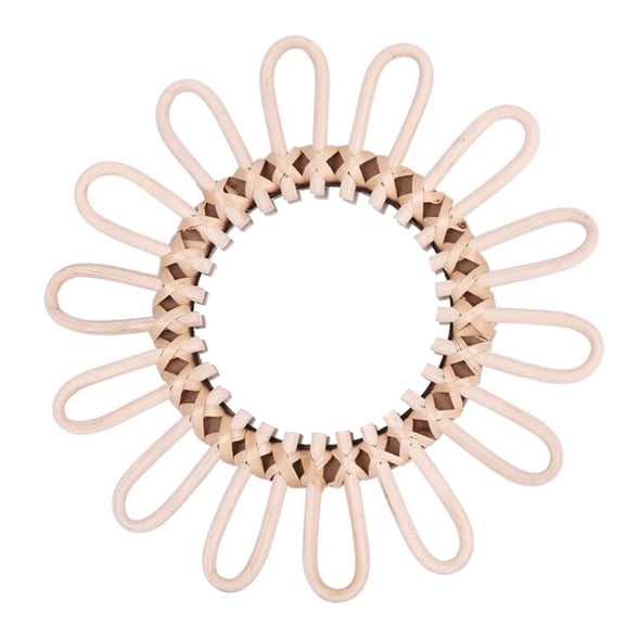 Tizuqe Flower Shape Decorative Mirror Rattan Innovative Art Round Wall Makeup Mirrors