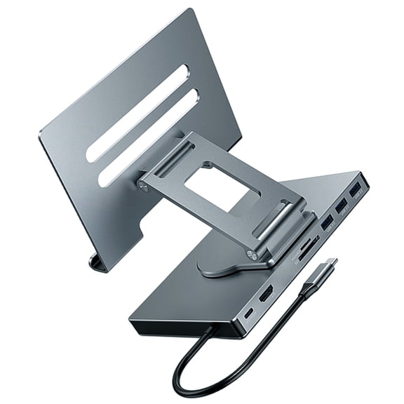 Tizuqe Foldable Rotating Laptop Stand With Type C Adapter 100W Charging RJ45 Networking Port 3.5mm Port Heat Dissipation Slip Proof