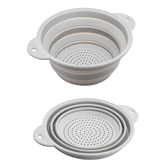 Tizuqe Folding Colander Drain Basket Set Fruit Vegetable Basket Foldable Silicone Strainer Colander Collapsible Drainer