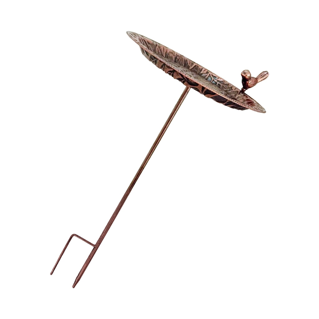 Tizuqe Frostproof Metal Bird Bath Outdoor Water Feeder With Decorative Leaf Motifs Suitable For Wildlife Birds Standing Basin