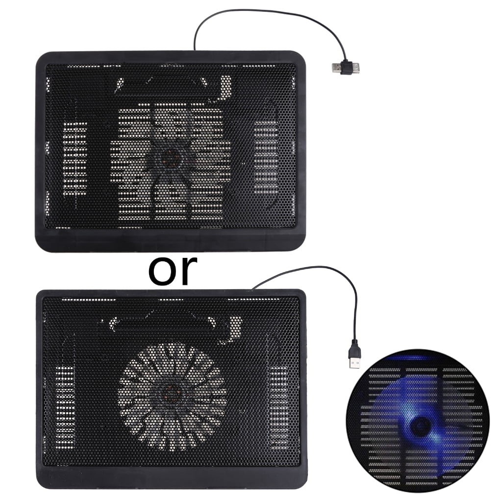 Tizuqe Laptop Cooling Pad Portable 2 USB Powered, Laptop Notebook Cooler Stand Chill Mat with 1 Blue LED Fans, Fits 12-14”