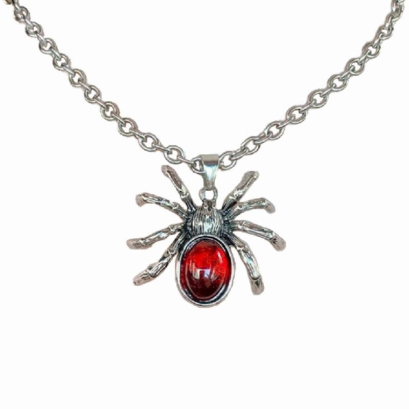 Tizuqe Gothic Red Crystal Spider Pendant Necklace Punk Rock Silver ...