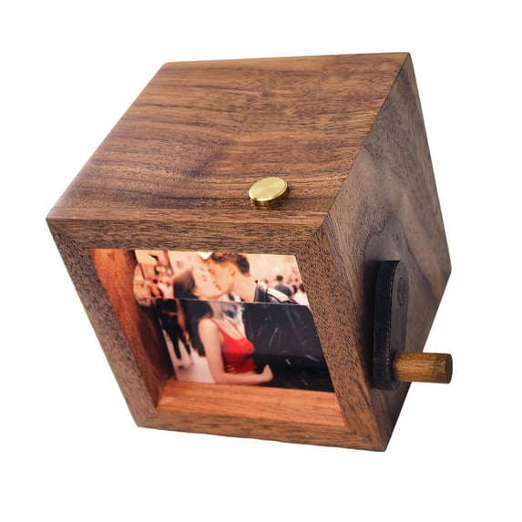 Tizuqe Hand Crank Flipbook Album Creative 16 Photos Wooden Memory Frame Gift Giving
