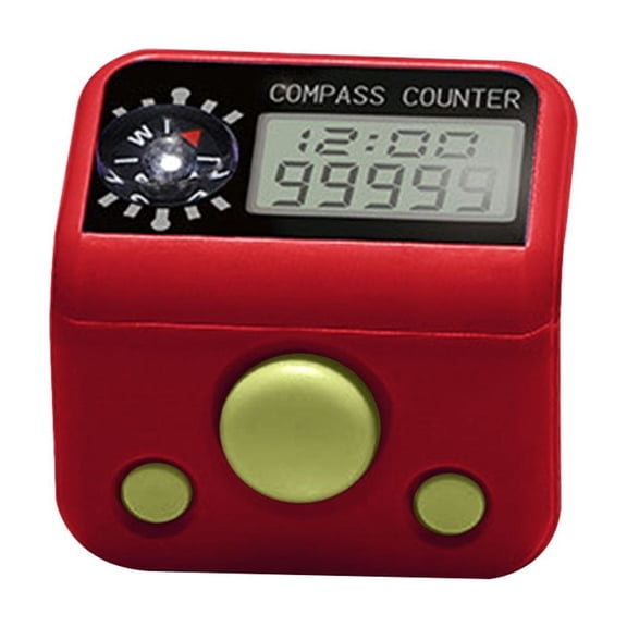 Tizuqe Hand Tally Counter 5 Digital Finger Counter Clickers Resettable Lap Counter with Compass for Muslim Prayer Golf Scoring