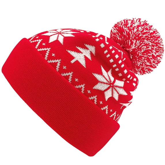 Tizuqe Jacquard Snowflake Pattern Hat Elastic Hat Christmas Knitted Hat Cold Christmas Presents for Students Teenagers