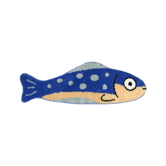 Tizuqe Kid Safe Slip Proof Flocking Carpet Elegant Fish Shape for Bedside Game Area