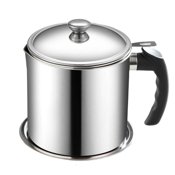 Tizuqe Kitchen Oil Container with Strainer Stainless Steel Cooking Grease Canister Large Capacity Meat Frying Oil Storage Can