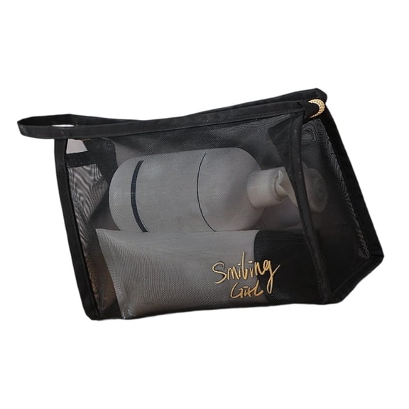 Tizuqe Mesh Cosmetic Pouch Big Size Travel Storage Organizers Waterproof Handheld