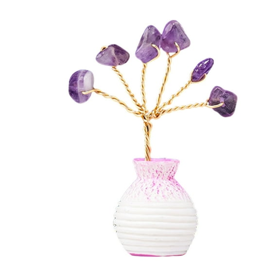 Tizuqe Mini Crystal Money Tree Copper Wire Wrapped Agates Slices Base Chakras Gemstones FengShui Tree For Home Decor