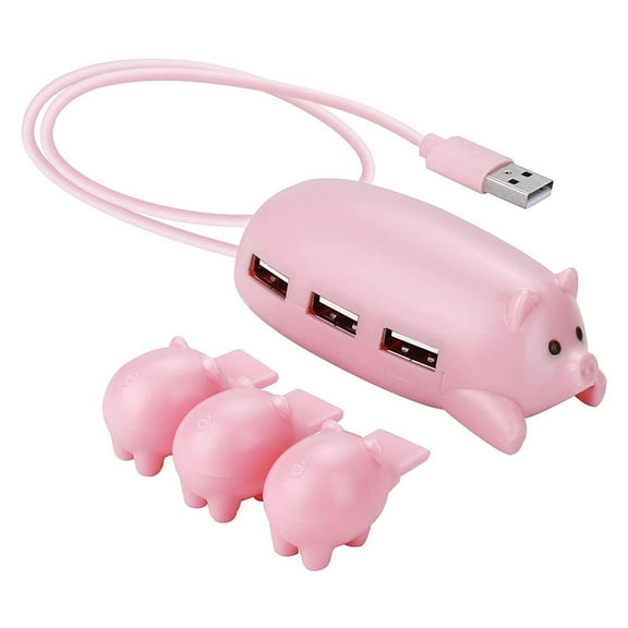 Tizuqe 3-Port USB 2.0 Cartoon Pink Pig Splitter Extended Cable for Desktop Computer PC Laptop U Disk Multi Extender Gadget