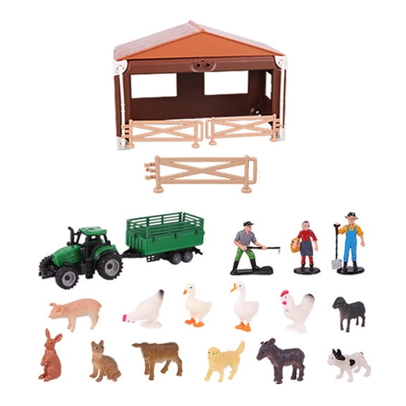 Tizuqe Farm Exploration Decoration Set 21 Piece Realistic Miniature Farm Farmer Figures Imaginative Educational Playset