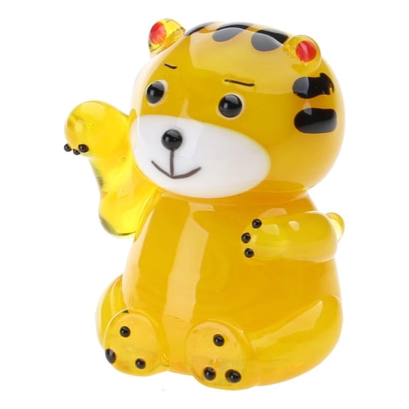 Tizuqe Miniature Glass Tiger Figurine Lucky Animal Tigers Cute Mini Statue Ornament for Home Bedroom Office Desktop Decoration