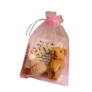 Tizuqe Miniature Stuffed Bear With Positive Message Card Portable Tiny Plush Toy