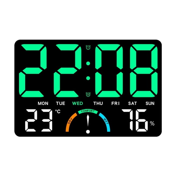Tizuqe Modern Design Extra Large LED Wall Clock Temperature Humidities Display Alarm Function
