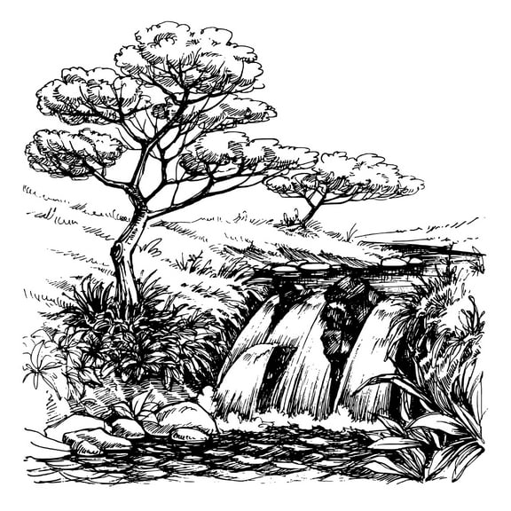 Tizuqe Mountain Tree Clear Stamp Natural Landscape Seal Handmade Crafts