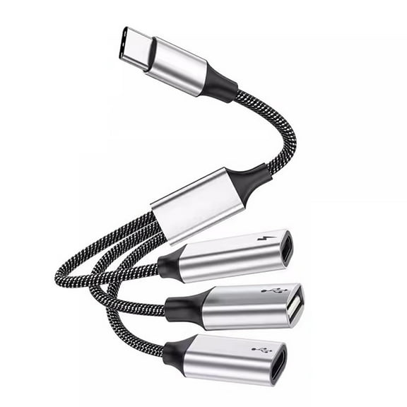 Tizuqe Multiport USB C Hub 3 in 1 Type C USB2.0 Adapter with 60W PD USB C Fast Charge+Data Transmisson Splitter