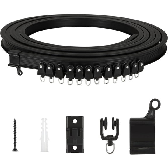 Tizuqe Multipurpose 5 Meter Ceiling Mount Curtain Rails Kits with Rollers Set for Privacy and Window Treatments Home and Office