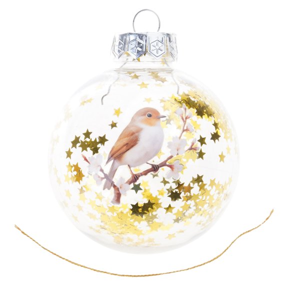 Tizuqe Nature Bird Crystal Plastic Christmas Ball Ornament Set Artistic Homes Decors For Festives Celebration Holiday Gift