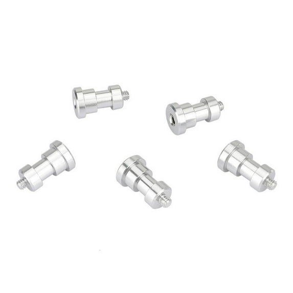 Tizuqe Pack of 5pcs Aluminum Alloy Light Stand 1/4inch-20 Male to 1/4-20 Female Screw Adapter for Camera Tripod Silver