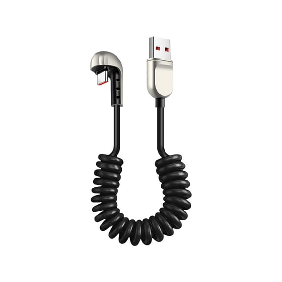 Tizuqe Quick Power Cable Reinforced Spring USB to Type C 360 Degree Angled End Silicone Texture Suitable for Portable Devices