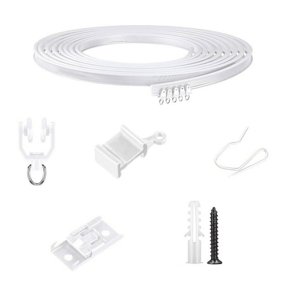 Tizuqe Quiet Glides Curtain Track Set 5/10/20M White Bendable Ceiling Rails with Mounting Accessories Hook and Rollers Kits