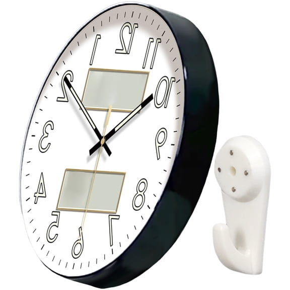 Tizuqe Quiet Glow In Dark Wall Clock with Temperature Humidity Week Display and Battery Operating