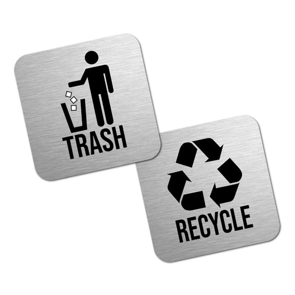 Tizuqe Recycle and Trash Stickers Square Sign Decals Garbage Bin Waste Basket Label
