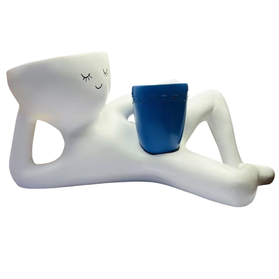 Tizuqe Resin Succulents Planter Decorative Vase For Desktop Plant Creative Homes Office Decors With Funny Lazy Figurine Design