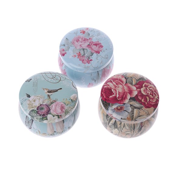 Tizuqe Retro Round Tin Box Tea Candy Jewelry Coin Cans Storage Makeup Container for Cas