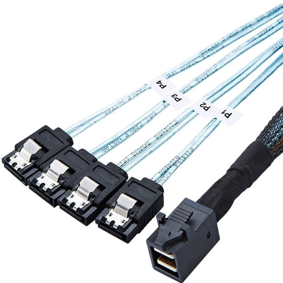 Tizuqe SFF-8643 to 4 Port 7Pin Breakouts Cable SFF8643 to 7 Pin Power Adapter Cable Data Transmission Cable for PC Servers