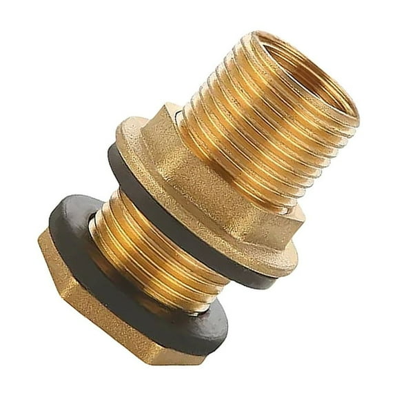 Tizuqe Set Of 1/2 Brass Water Tank Coupling With 2 Seal G3/8" x 1/2Inch For Barrels Fittings And Pipe Connection