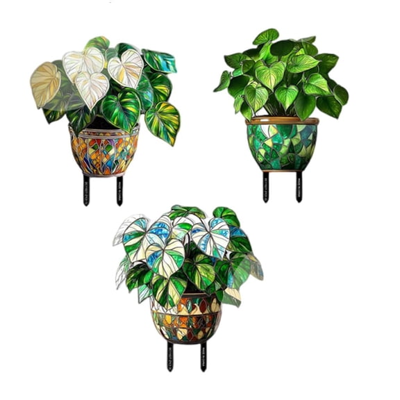 Tizuqe Set Of 3 Unique PVC Plant Stakes for Home and Garden Decoration Use Lawn Insert