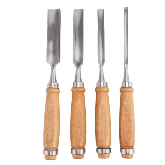 Tizuqe Set of 4 High Carbon Steel Woodworking Gouges Flat Edges Carpentry Hand Tool