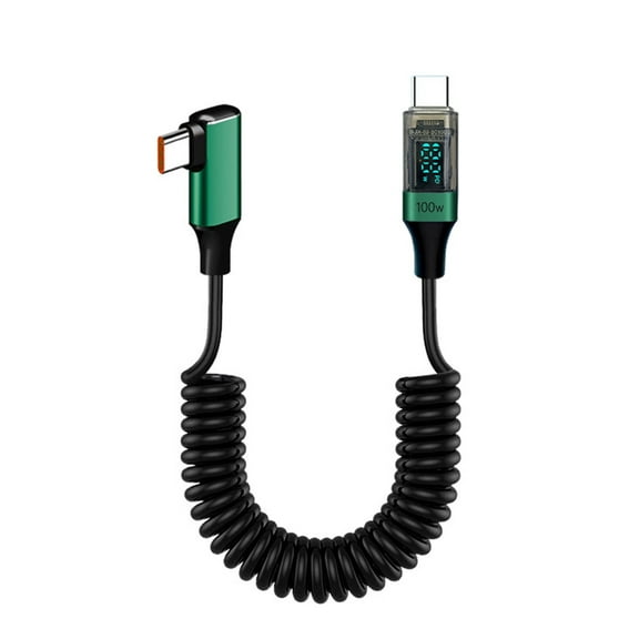 Tizuqe Flexible Spring USB C Cable 100W Power Delivery with Digital Readout for Devices