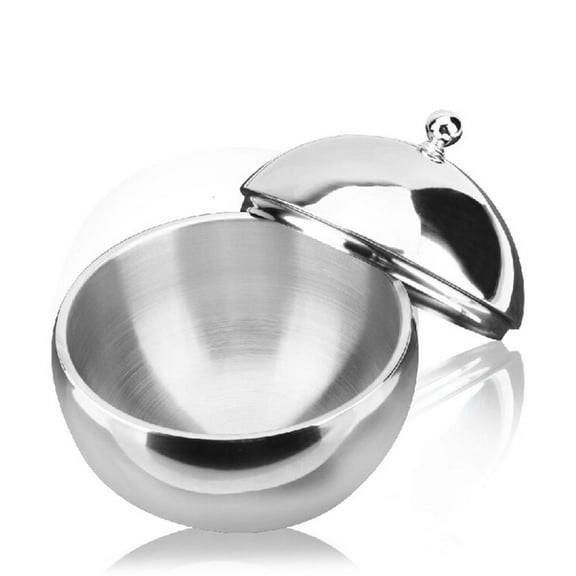 Tizuqe Stainless Steel Ice Bucket Spherical Double Layer Insulated Barrels with Lid Ice Cube Storage Container for Freezer Bar