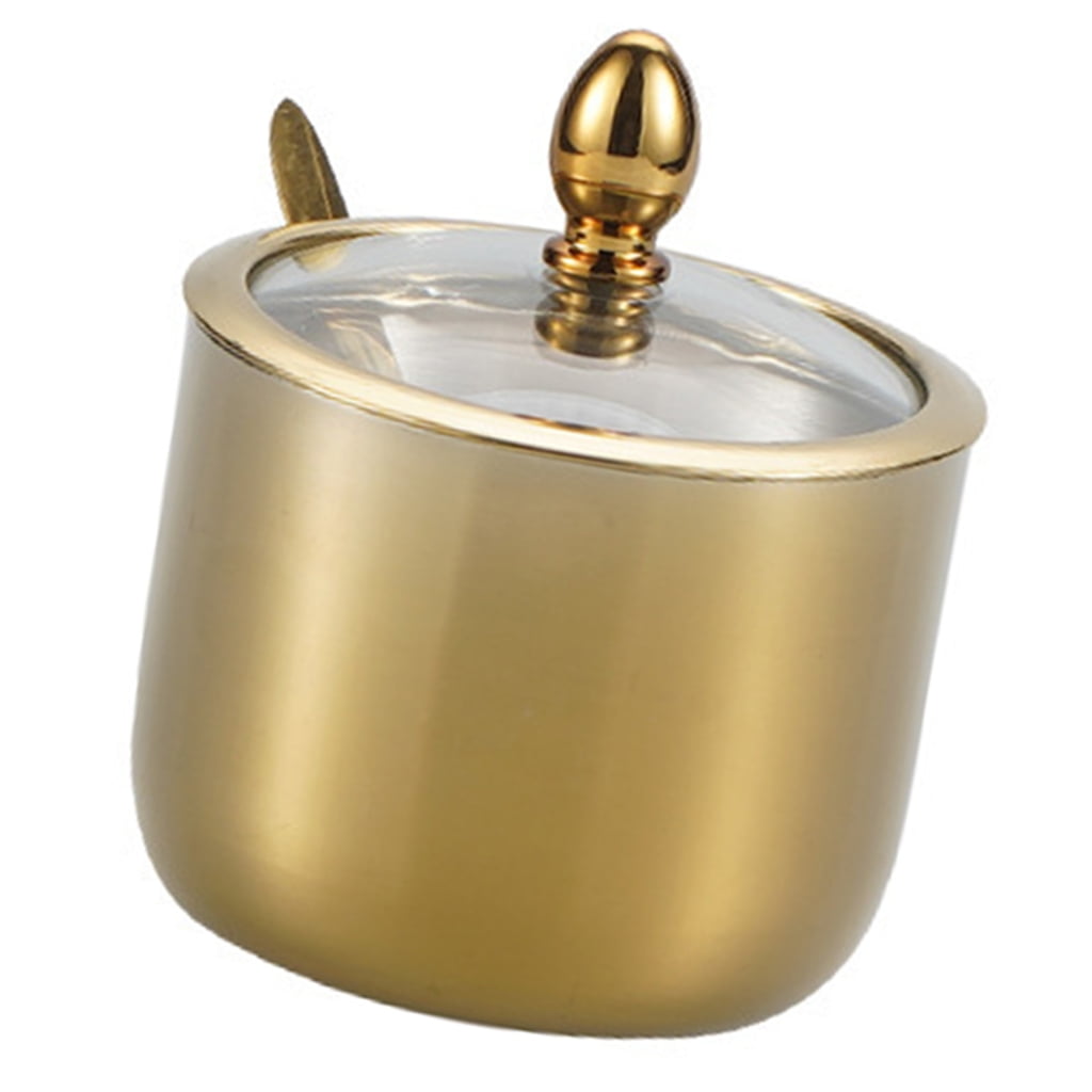 Tizuqe Stainless Steel Sugar Container With Glass Lid And Spoon Perfect ...
