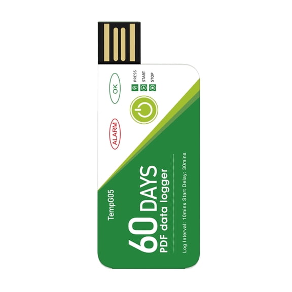 Tizuqe Temperature Logger USB, 60 Days Recording, Single Use for Lab Applications, Cold Chain Transportation & Freezer Storage