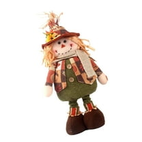 Tizuqe Thanksgiving Festival Standing Scarecrows Plush Dolls with Flexible Legs Autumn Harvest Ornament Seasonal Home Accent