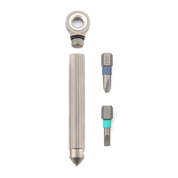Tizuqe Titanium Brass Modularity Screwdriver Ratcheting Wheel Screwdriver With 2Pcs Bit