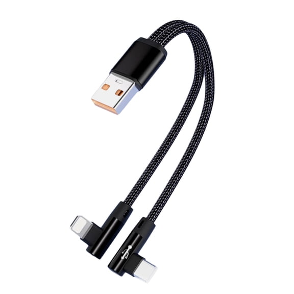 Tizuqe Two Head Angled USB C And 8Pin Fast Charging Cable 6A 2.4A Black