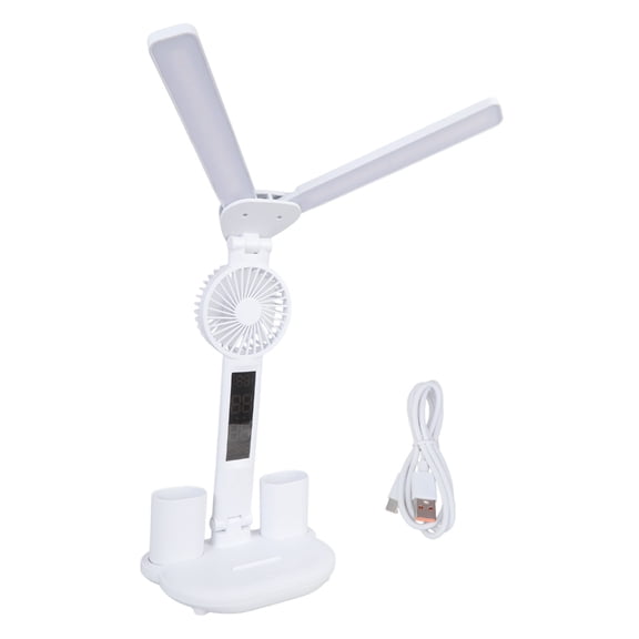 Tizuqe Two Head Touches LED Desk Lamp with 360 Degree Fan and USB Charging Lamp
