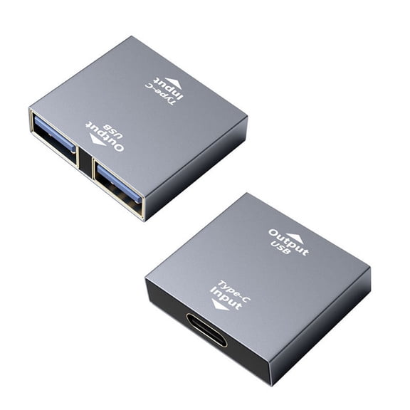 Tizuqe 1PC Mini USB 3.0 C Female to USB Female Adapter Type C to Dual USB Converter