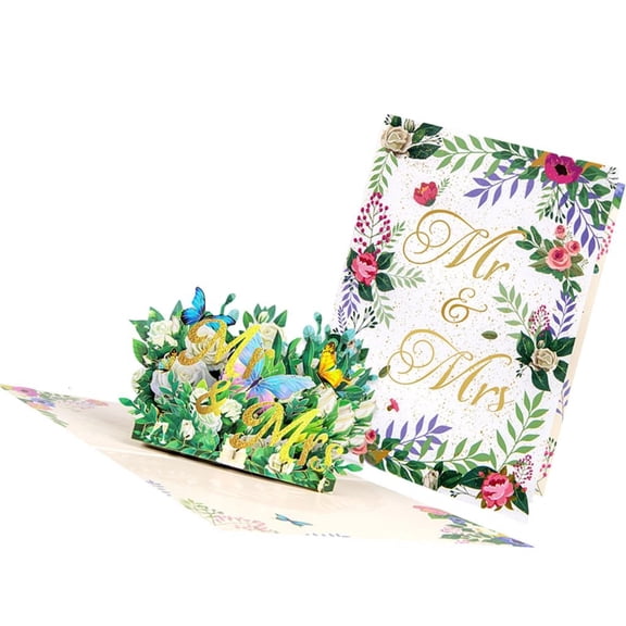 Tizuqe Valentine's Day and Anniversary Card 3D Butterfly and Blooms Greeting Card Foldable Party Invitation Card with Envelope